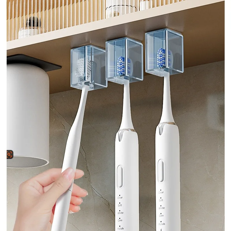 1pc mirror cabinet with a toothbrush holder, a magnetic suction-type inverted hanging toothbrush cup holder, a toothbrush holder