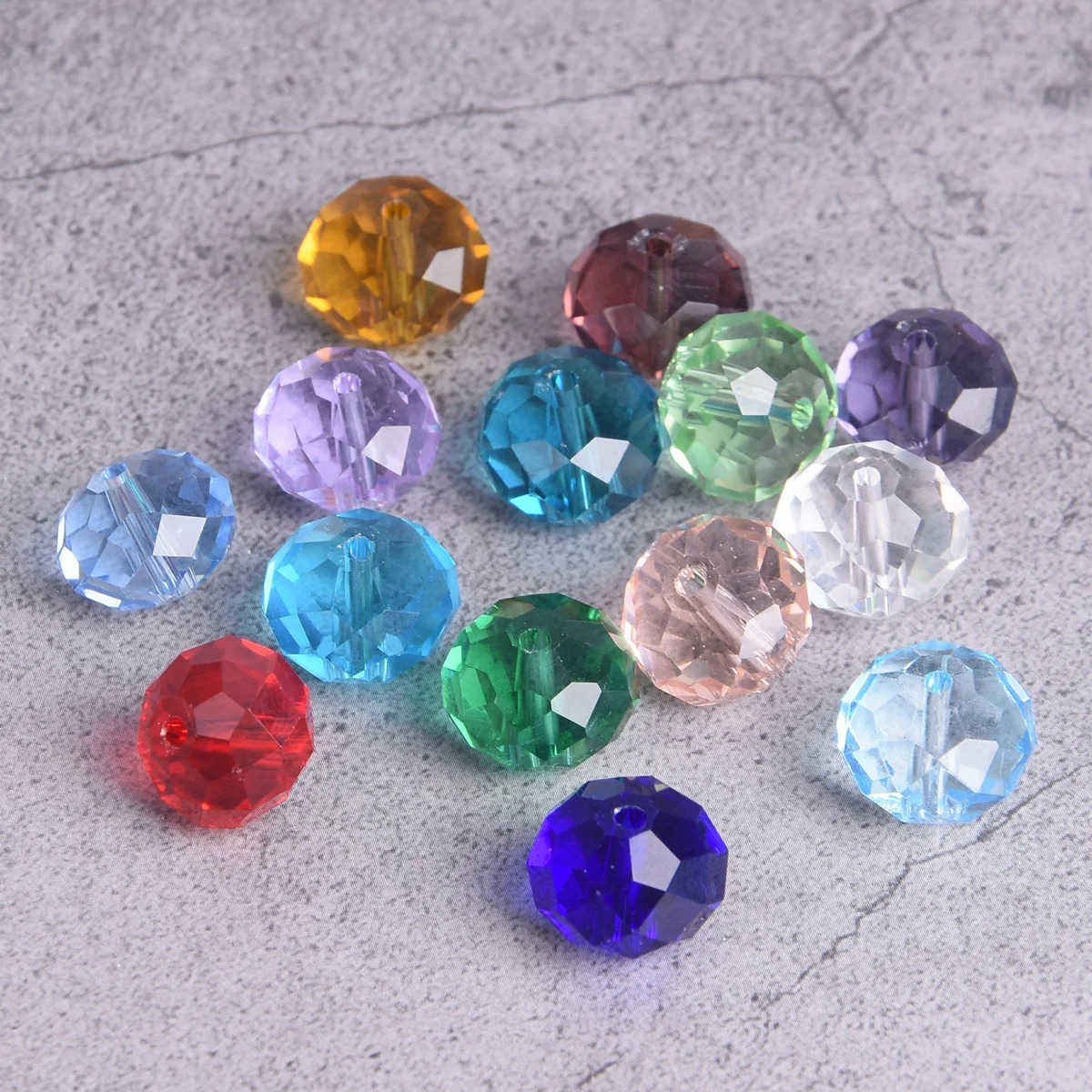 10pcs 10x14mm Rondelle Shiny Faceted Cut Prism Crystal Glass Loose Beads For Jewelry Making DIY Findings