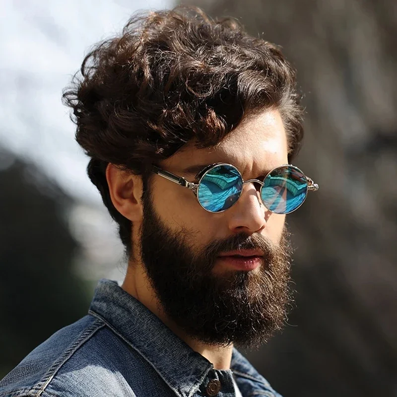 

Men's Round Metal Sunglasses Steampunk Women Fashion Glasses Brand Designer Retro Vintage Sunglasses UV400