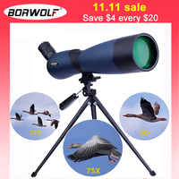 Borwolf  25-75X70 Professional Zoom Telescope Spotting Scope High Magnification HD Binoculars Monocular  For Bird Watching