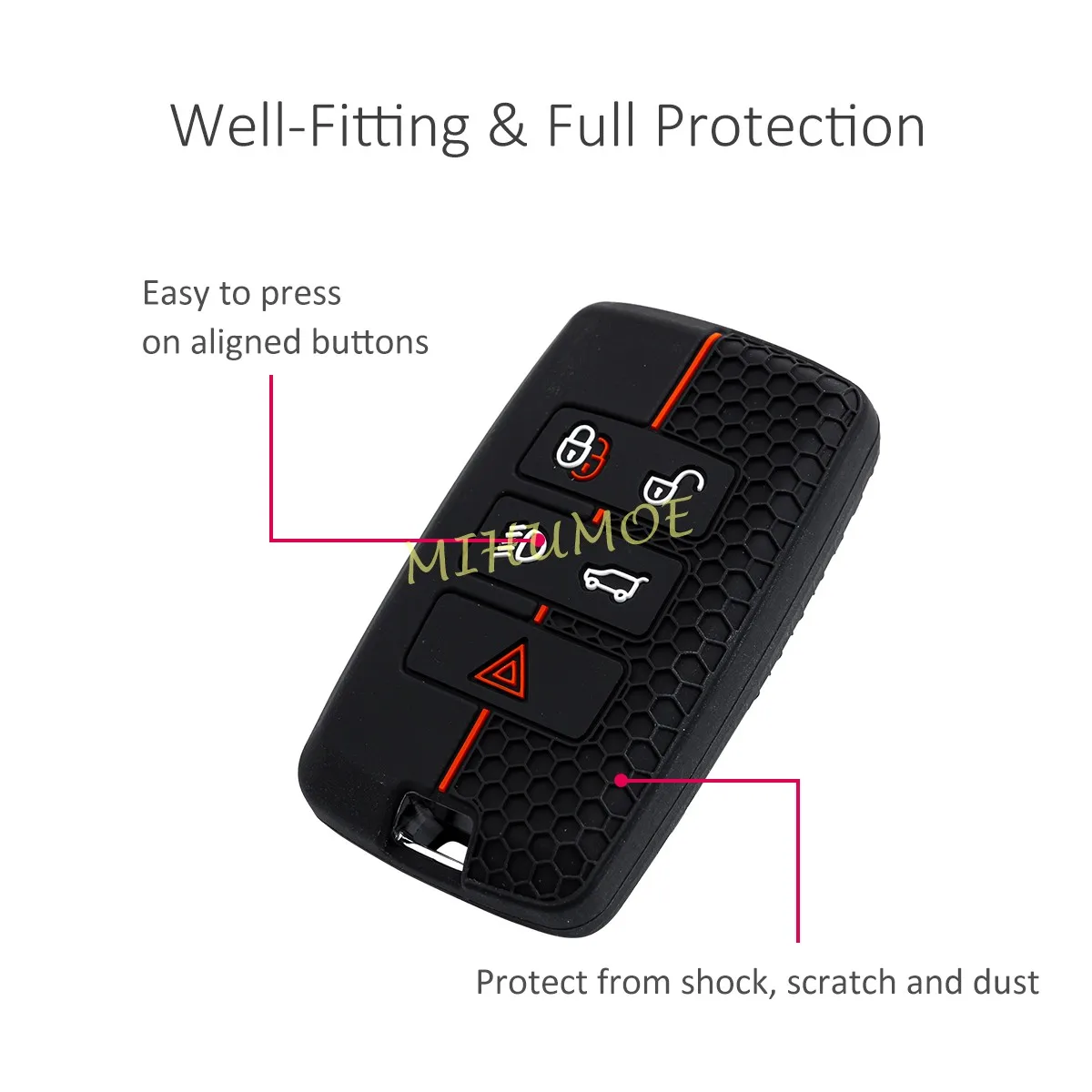 For Land Rover Discovery Range Rover Sport Evoque Velar Jaguar XE XF E-PACE F-PACE Silicone Car Key Fob Ring Chain Cover Case view 3