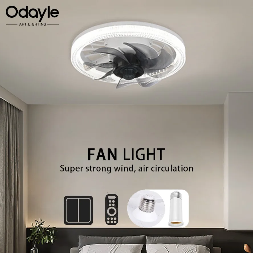 

Modern LED Fan Light E27 Simple Design Creativity Remote Control Dimming Silent Strong Wind 85-265V Indoor Decoration Lighting