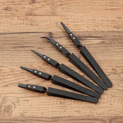 5 Pcs/set Ceramic Tweezers Set Reverse Ceramic Tweezers Heat Resistant Tweezers Anti-Static Tweezers for Lab