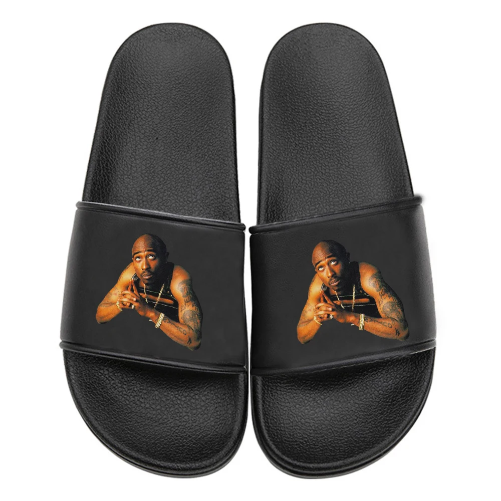 Rapper 2Pac tupac diapositive pantofole ragazze casa pantofola coppia estate uomo Indoor Outdoor infradito femminile morbido grande formato 35