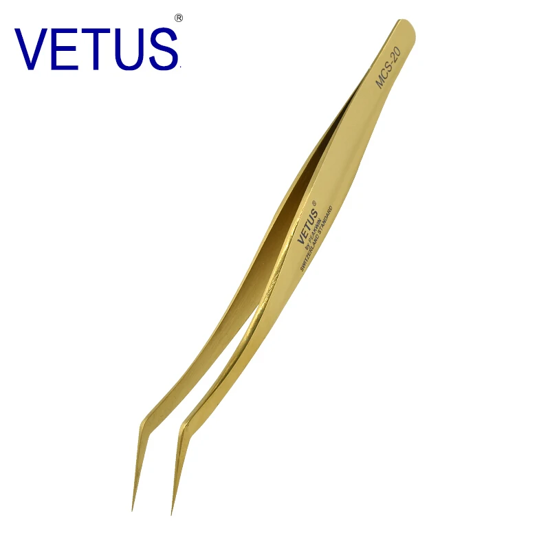 Vetus Wimper Extension Pincet Anti-Magnetische Volume Lash Pincet Goud Wenkbrauw Pincet