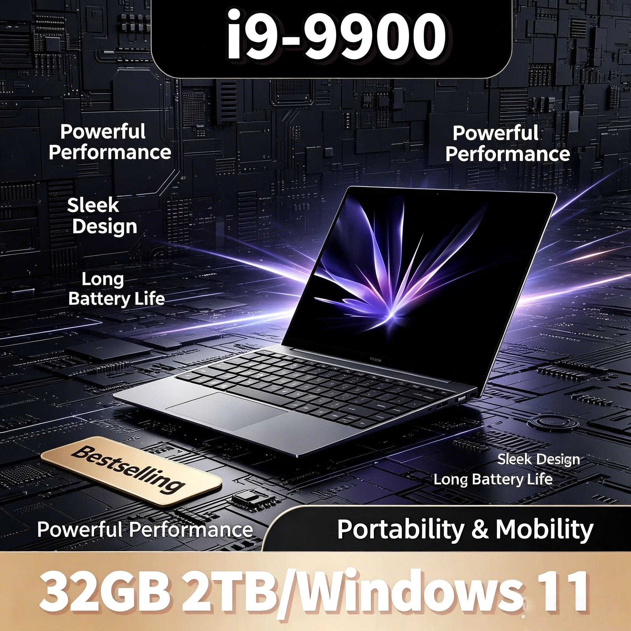 2026 15.6 Inch Laptop Windows 11 32GB RAM 2TB SSD Intel Core i9 9900 1920x1080 HD Gaming PC Gamer Office Ultra Slim Max