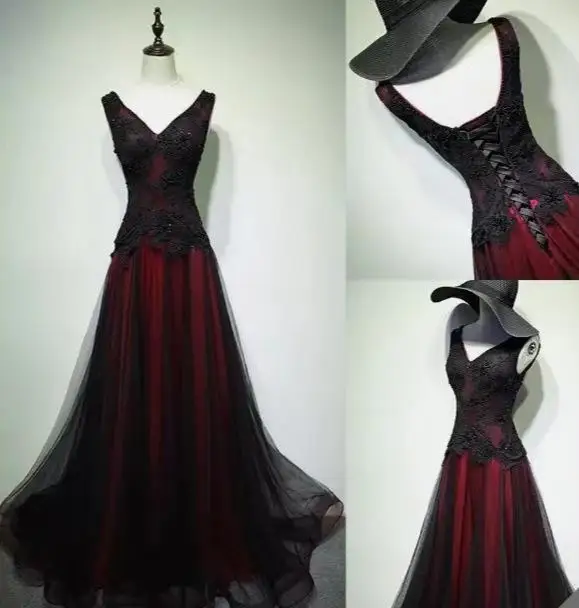 New Black Chiffon Sleeveless Evening Gown With High-end Deep V-color Evening Gown For Hosts And Dance Performances Customized
