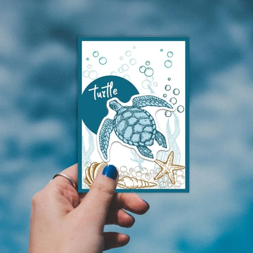 Sea Turtle Clear Stamps for DIY Scrapbooking Sea Ainmals Silicone Stamp Seals Seahorses Transparent Stamps for Cards Making