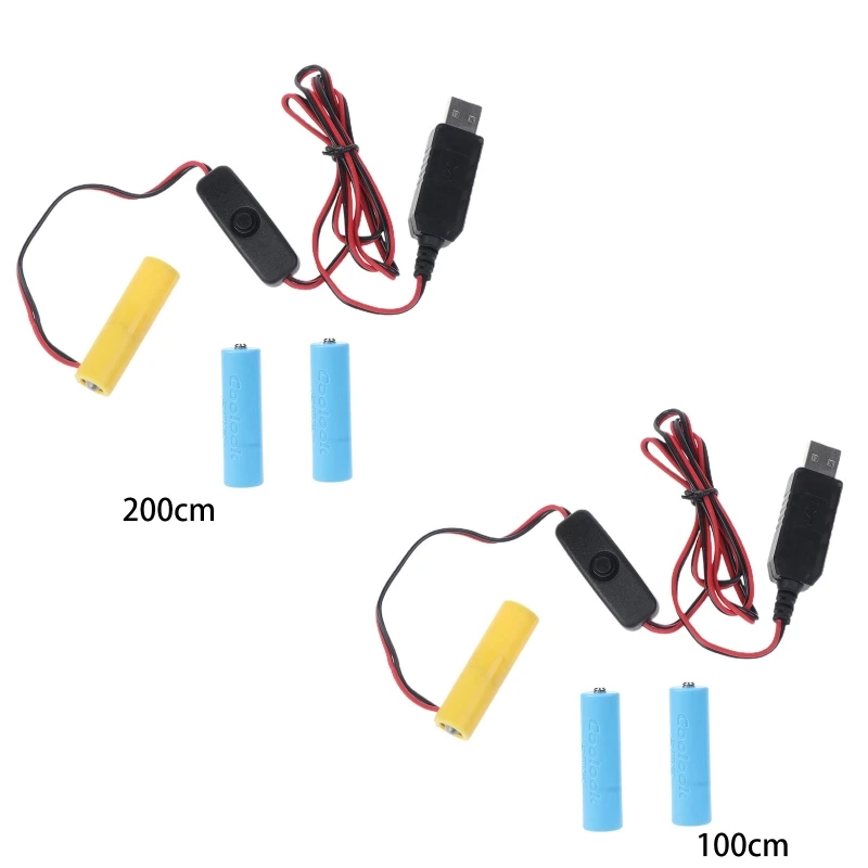 Usb Naar Voor Dc Kabel Voor Aa Batterij, Usb Voedingskabel Met Schakelaar Vervangen 3 Stuks 1.5V Aa Lr6 Am3 Batterijen Voor Led St