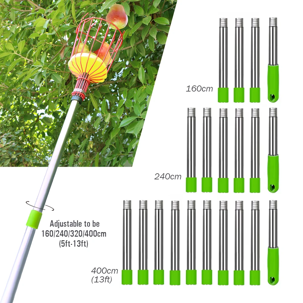 Imagem -05 - Telescópico de Pólo Fruit Picker Portátil High Altitude Picking Device para Pêra e Maçã Pêssego Catcher 1.6m4m Aço Inoxidável