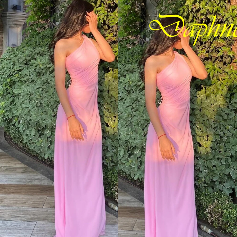 Sukienka wieczorowa na jedno ramię, bez rękawów, w stylu klasycznym, szyta na miarę, delikatna szyfonowa suknia balowa, elegancka suknia na przyjęcie z sznurowanym tyłem.