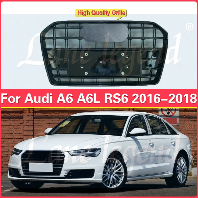 

Modified Auto Grille For Audi A6/A6L 2016 2017 2018 Car Front Bumper Grille Centre Panel Styling Upper Grill (Modify S6 style)