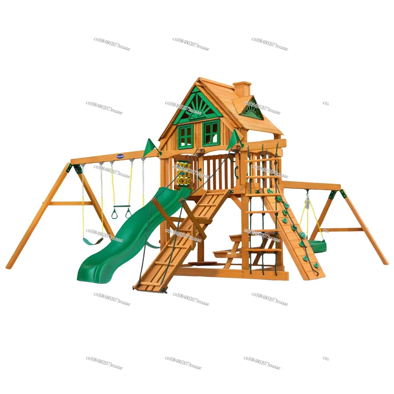 Wooden Outdoor Playground for Kids, Large Slide, Swing, Climbing House for Kids