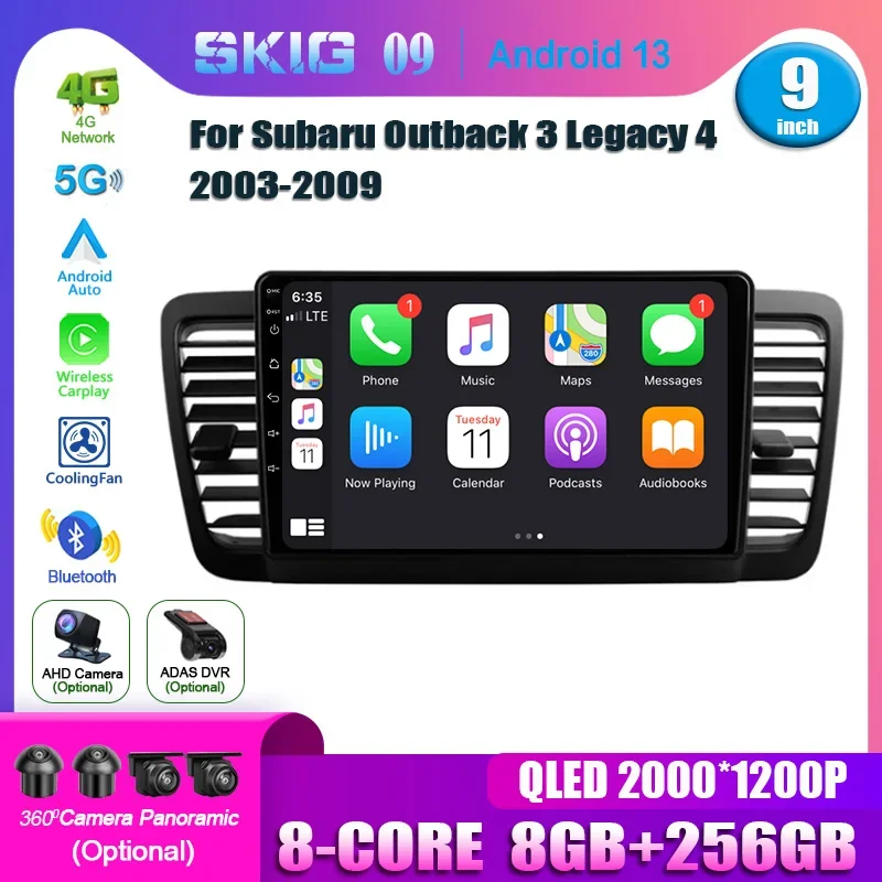 For Subaru Outback 3 Legacy 4 2003-2009 Android 14 Car Stereo Radio Multimedia Video Player Navigation GPS Carplay 5G DVD