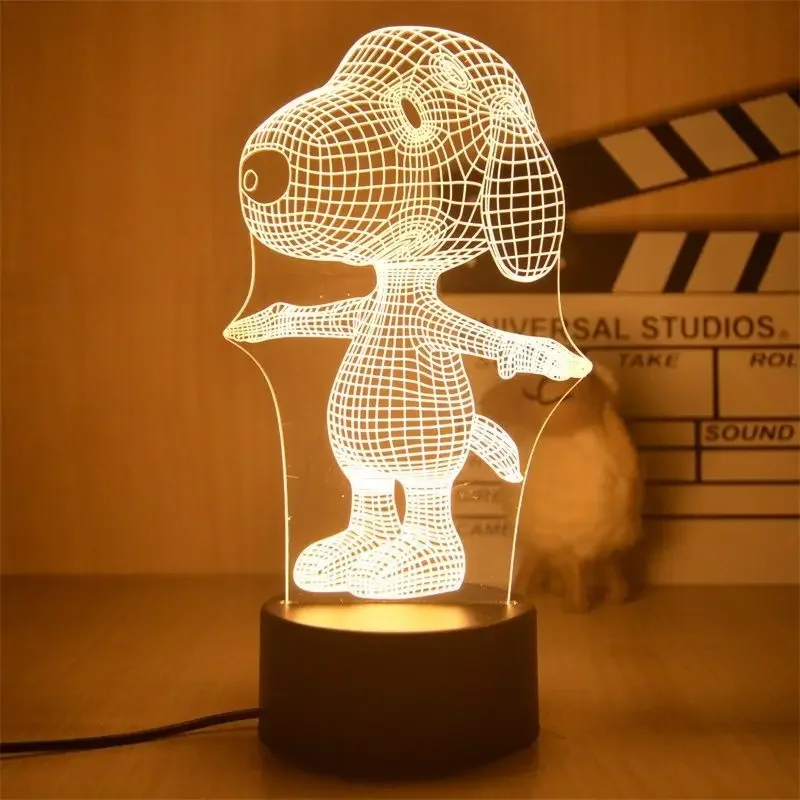 Snoopy Night Light Anime 3D Visual LED Figures Model Desk Lamp Decoration Bedroom Cartoon Creativity Desk Ornaments Bedside Lamp