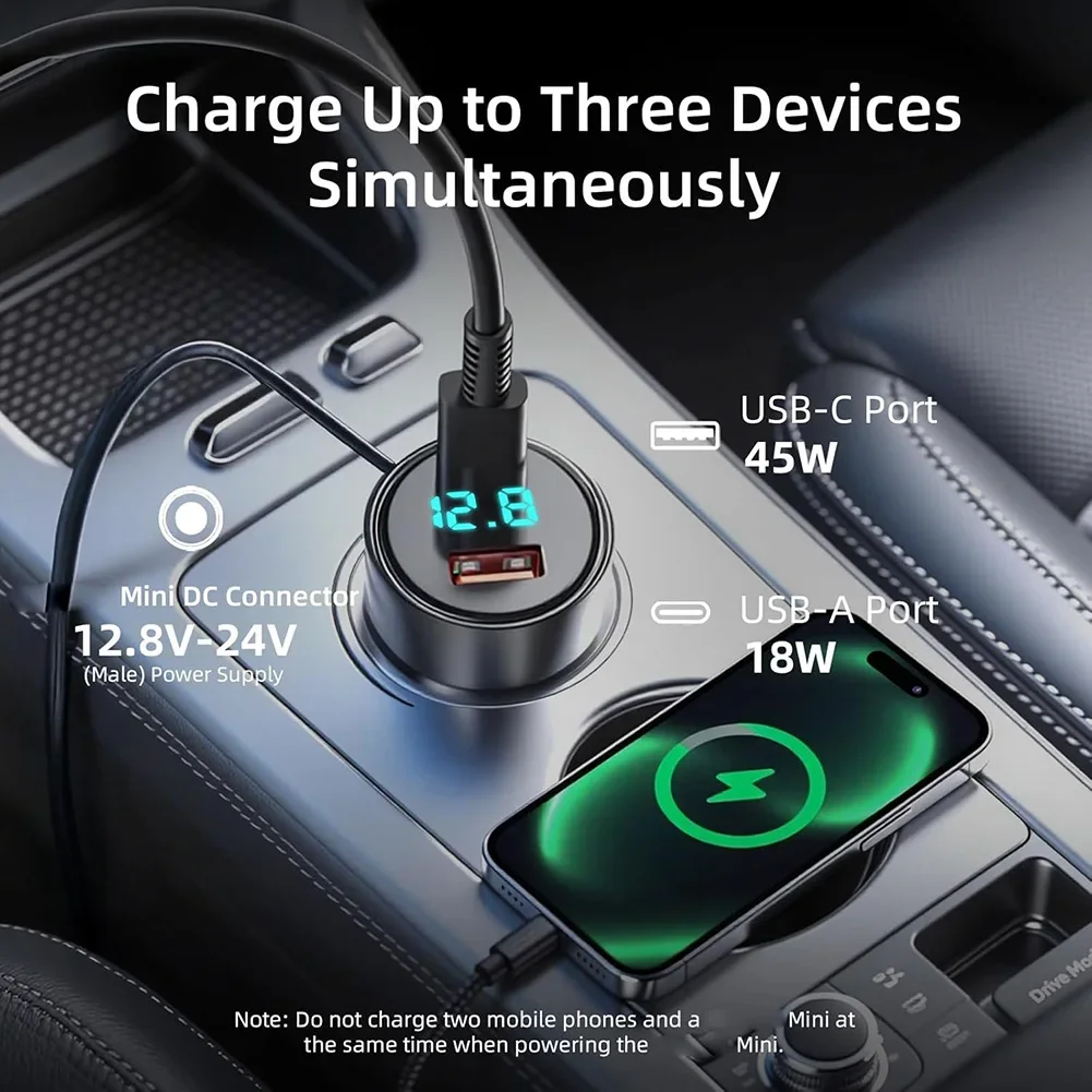 For Starlink-Mini Car Mobilephone Charger 2/5/10m Waterproof Extension Power Cord Charging Line With Digital Voltmeter