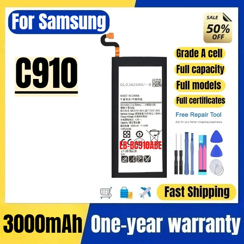 

Аккумулятор EB-BC910ABE для мобильного телефона Samsung C910, высококачественный, большой емкости, сменный, класс А, с инструментами