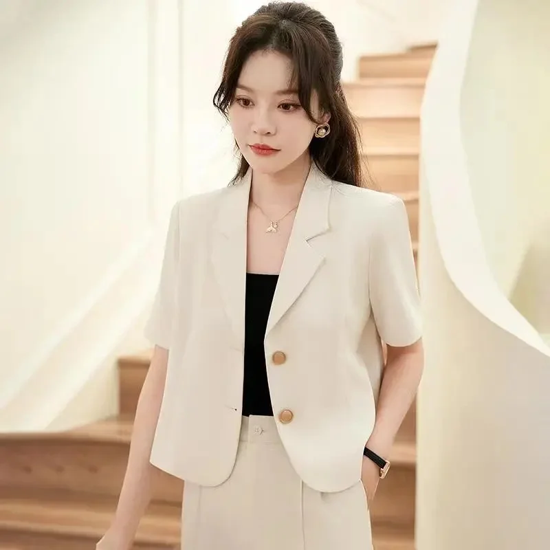 

Small Suit Jacket for Women 2025 Summer Outfit Short Sleeved Commuting Single Piece High-end Feeling Short Suit Jacket for Women