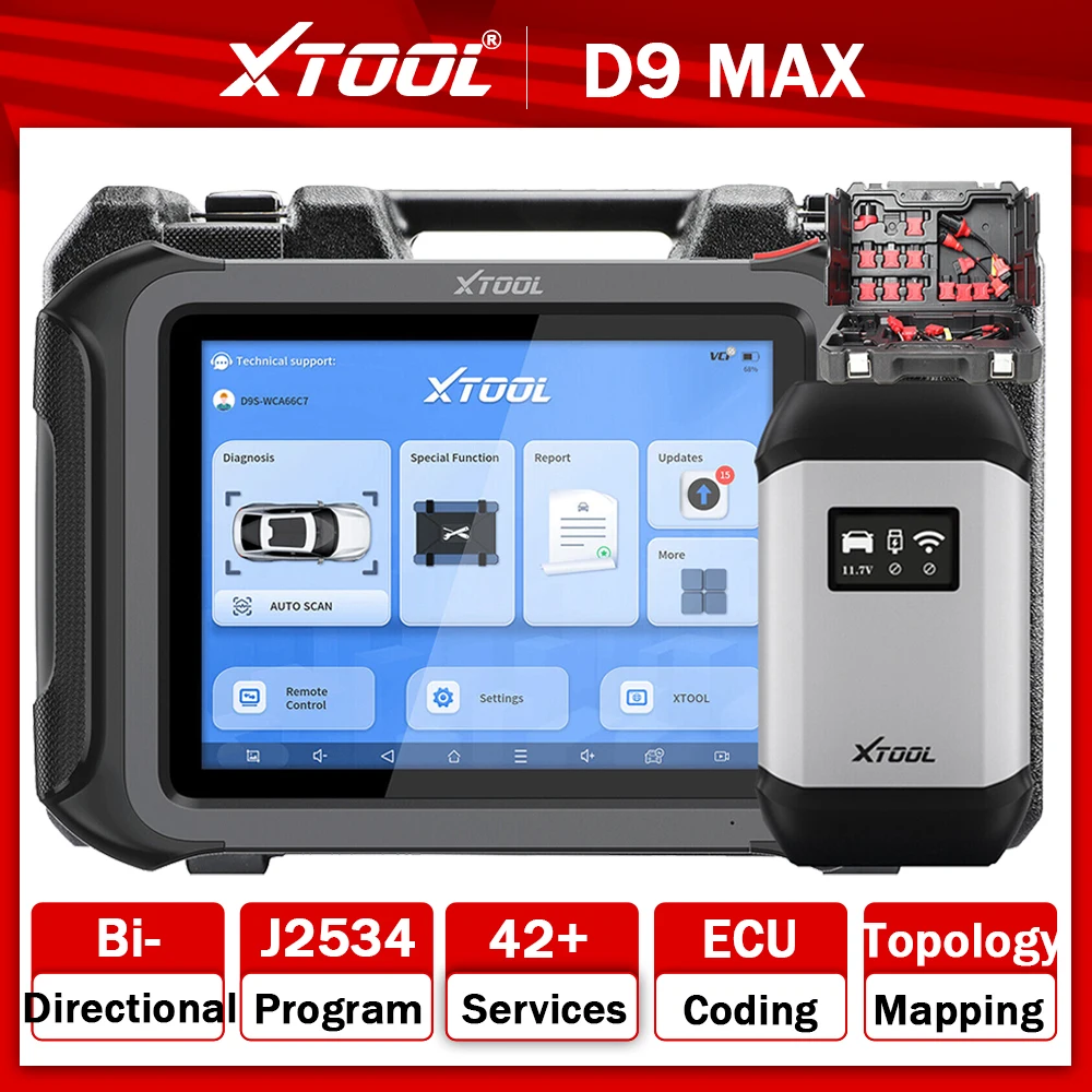 

XTOOL D9 MAX Диагностический инструмент J2534 Программирование Сканер кодирования ЭБУ Топология Картографирование Все системы Диагностика Активный тест CAN FD DoIP