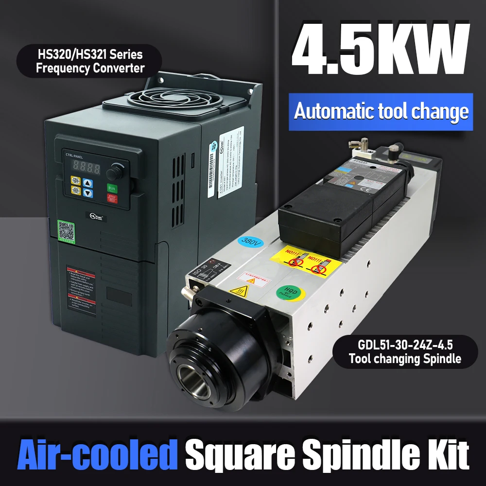 HQD 4.5Kw ATC CNC Spindle Motor For Wood Aluminium Soft Metal ISO30 HSK63F 24000rpm + VFD 5.5kw AC 340-440V 200-240V 1.85Nm