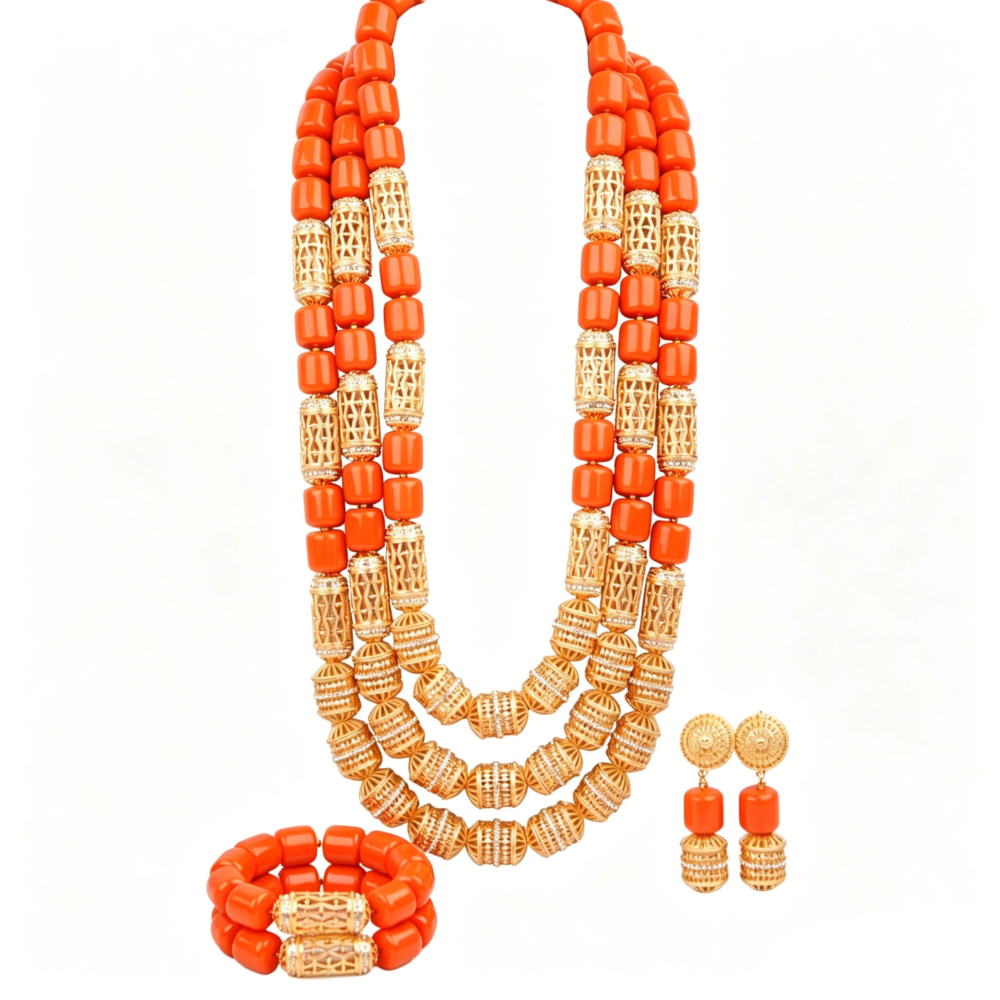 Latest African coral beads sets Resin Nigerian Wedding Jewelry Set