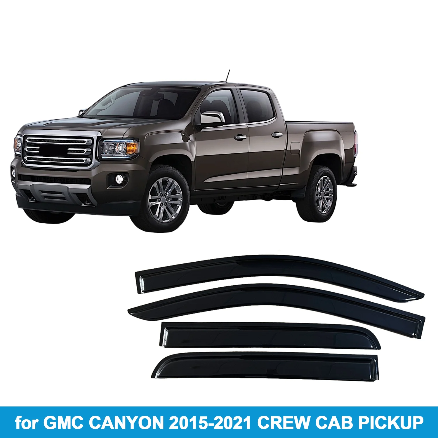 

Оконный козырек для GMC CANYON 2015-2021 CREW CAB PICKUP, защита от дождя, боковой дефлектор, защита от атмосферных воздействий, лента для наружного крепления