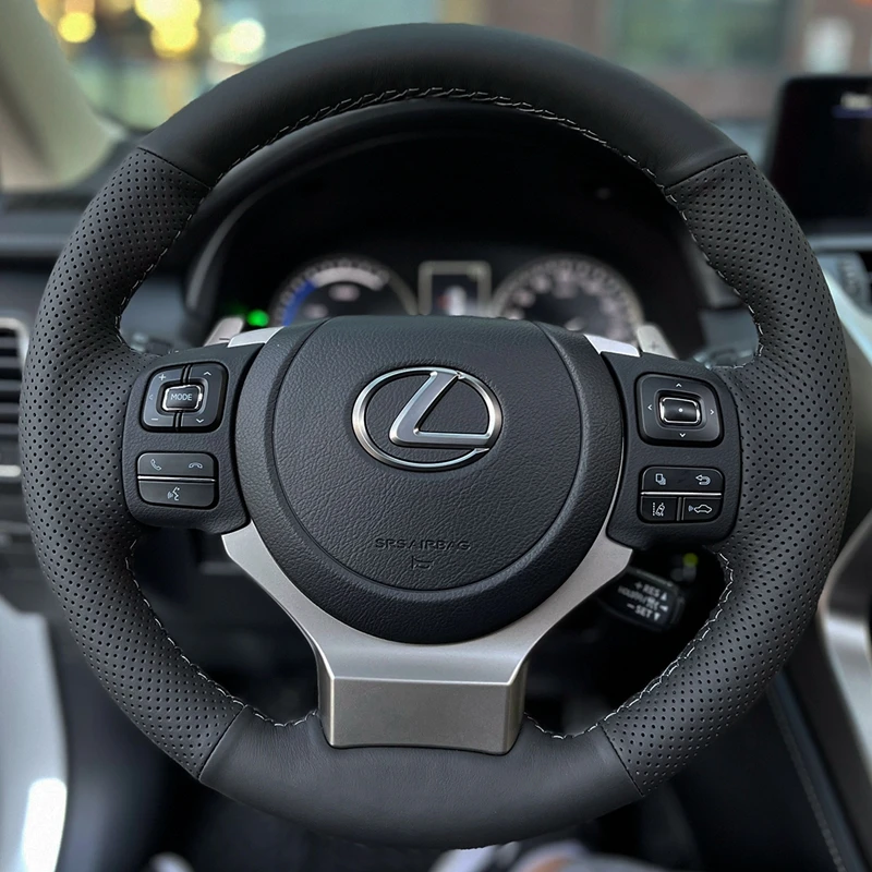 

Custom Car Steering Wheel Braid Cover Genuine Leather 100% Fit For Lexus NX300 NX300H IS350 2015-2021 Auto Interior Accessories