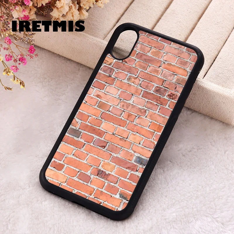 Iretmis Phone Cover Case For iPhone X XS Max XR 11 12 13 PRO MINI 14 15 16 Plus Rubber Plain Old London Red  Orange Brick Wall