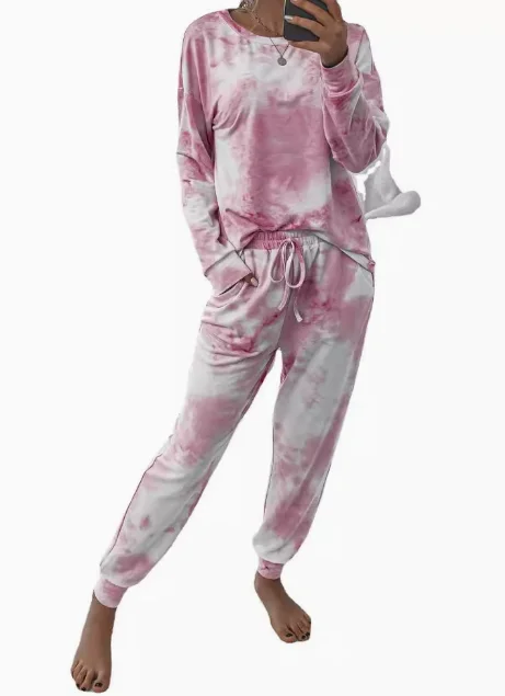 女性用長袖スーツ,絞り染めプリント,ラージサイズ,快適,カジュアル,ルーズ,春,新品,2022