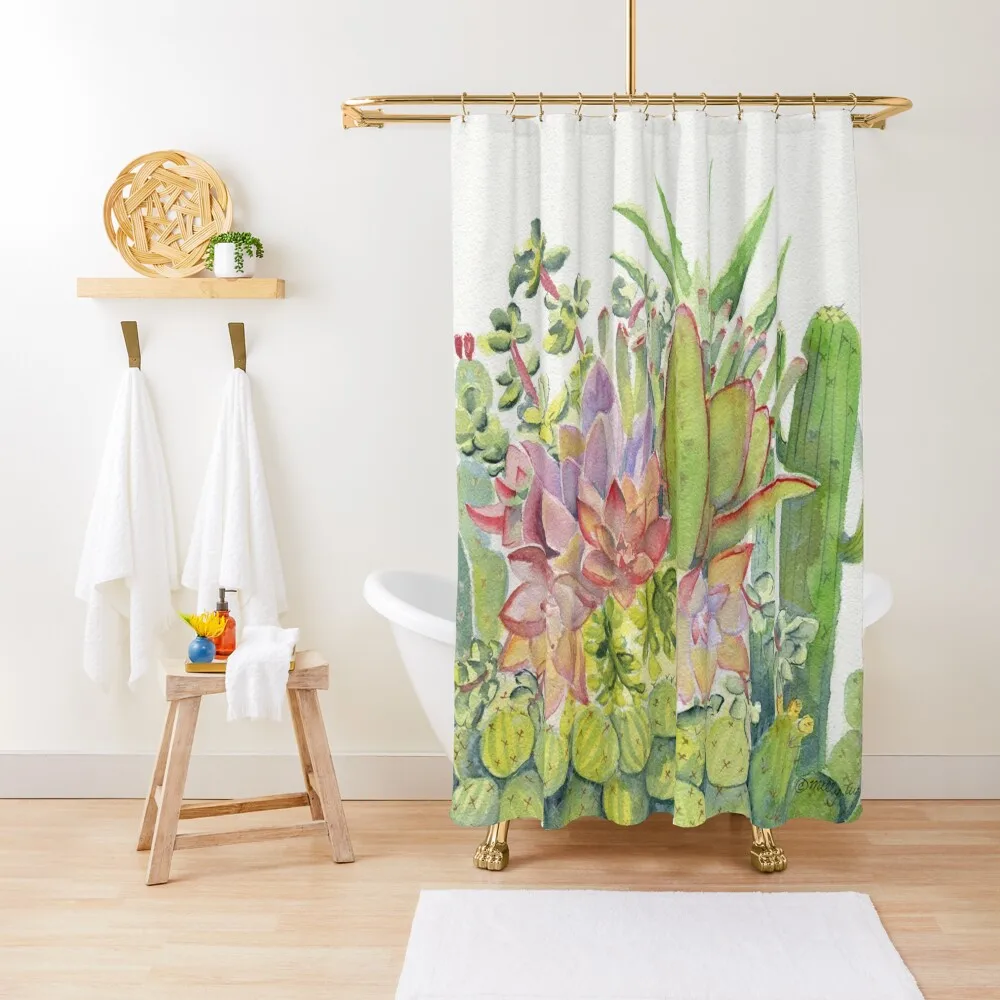 

Cactus Garden Watercolor Shower Curtain Bathroom For Shower Shower For Bathroom Set Anime Bathroom Set Curtain