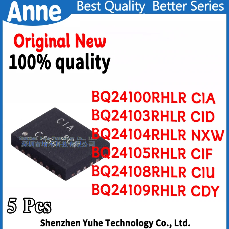 (5piece)100% New BQ24100RHLR CIA BQ24103RHLR CID BQ24104RHLR NXW BQ24105RHLR CIF BQ24108RHLR CIU BQ24109RHLR CDY QFN-20