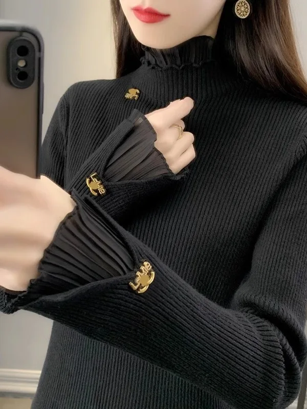 

Dalong Knitted Sweater Anti-Pilling Base Layer irt Autumn Winter Guangzhou Thirteenth Fac Women's Top Casual Slim Fit