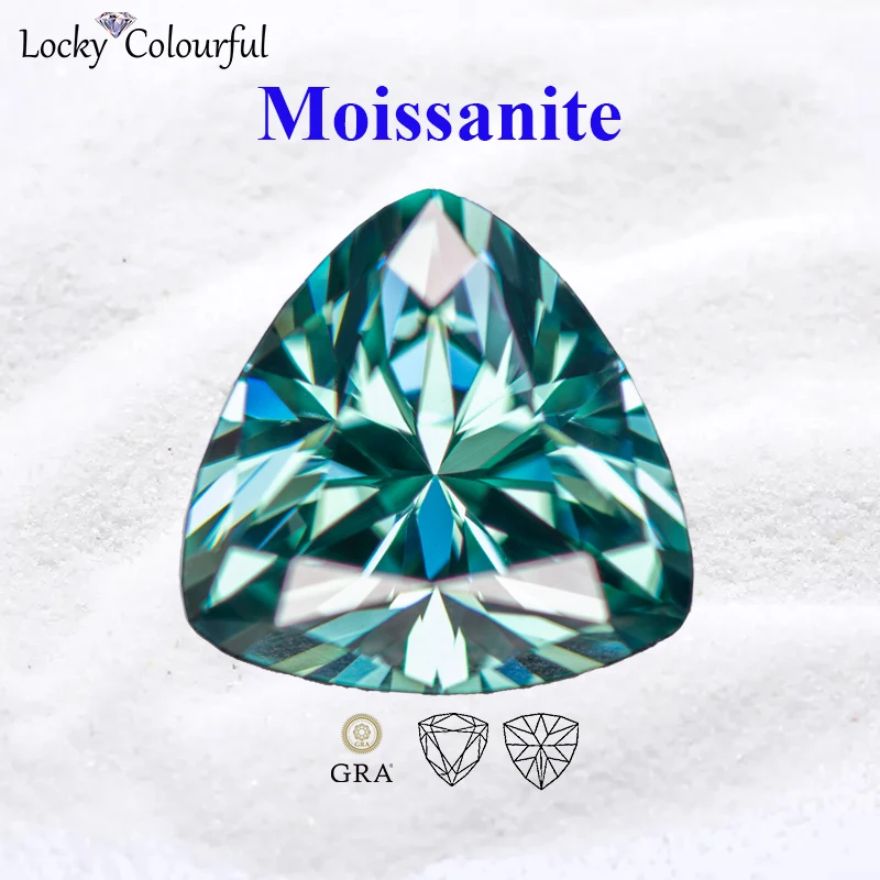 

Moissanite Trillyon Shape VVS1 Emerald Green Primary Color Charms Beads for DIY Jewelry Making Necklace with GRA Certificate