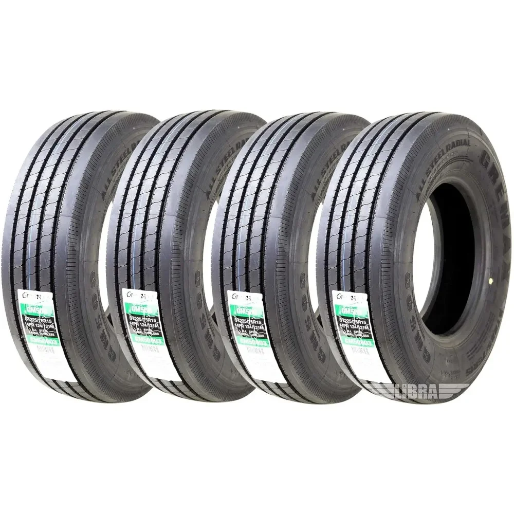 مجموعة 4 إطارات مقطورات فولاذية شديدة التحمل 225/75R15 14 رقائق 124/121M 11150