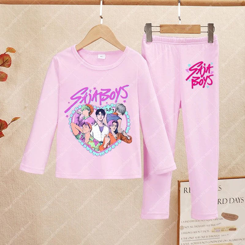 ชุดนอนเด็กฤดูหนาวลาย KPop Demon Hunters แขนยาว ชุดนอนลำลองเด็ก ลายการ์ตูนน่ารัก ชุดนอนเด็กผู้หญิง ลายอนิเมะ ชุดนอนใส่ในบ้าน ของขวัญ