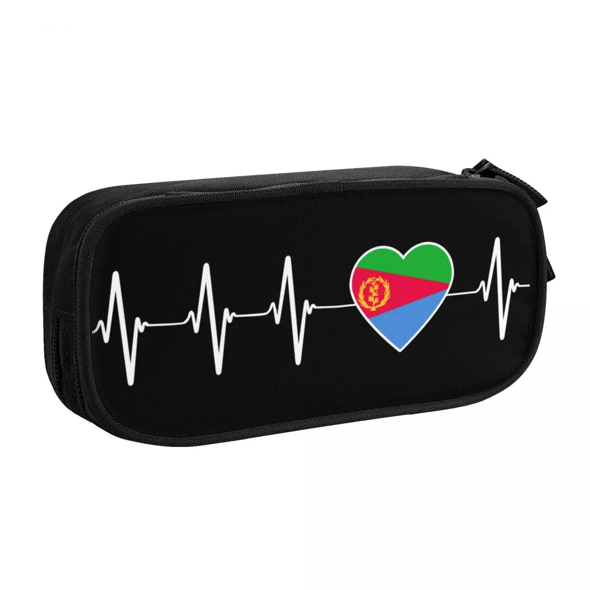 Custom Eritrean Heartbeat I Love Eritrea Cute Pencil Cases Boy Girl Large Capacity Ethiopian Pencil Bag School Accessories