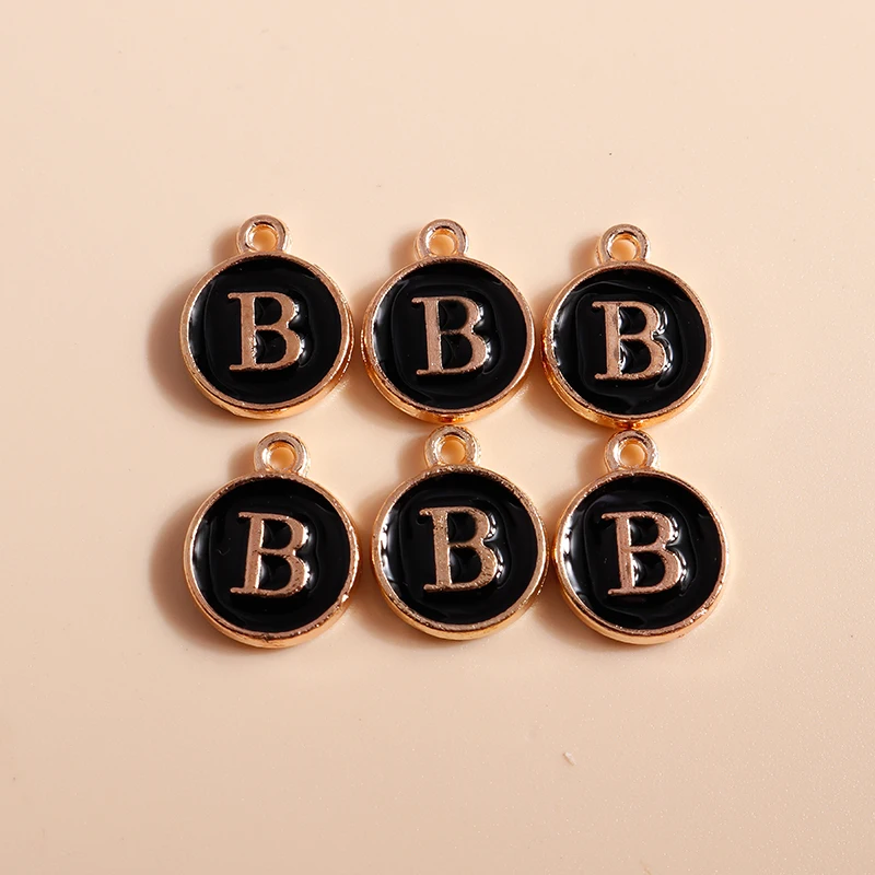 10pcs Cute Mini Black Alphabet 26 Letters Charms for DIY Name Jewelry Earrings Bracelet Necklace Pendants Happy Birthday Gifts
