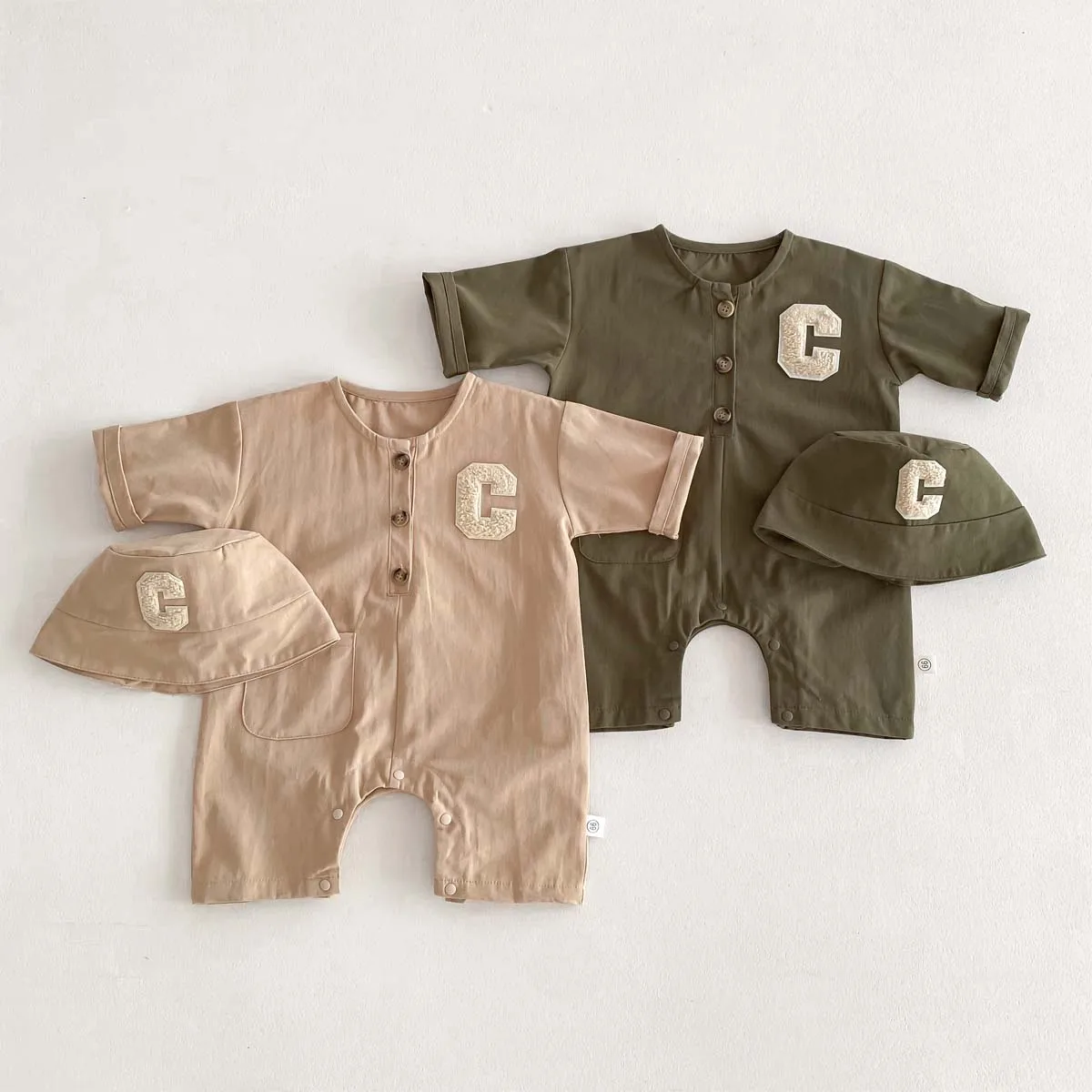 Korean Fashion Newborn Bodysuit Baby Jumpsuit Boy Girl Autumn Frock Style 3/4 Sleeves Simplicity Infant Romper 0-2yrs