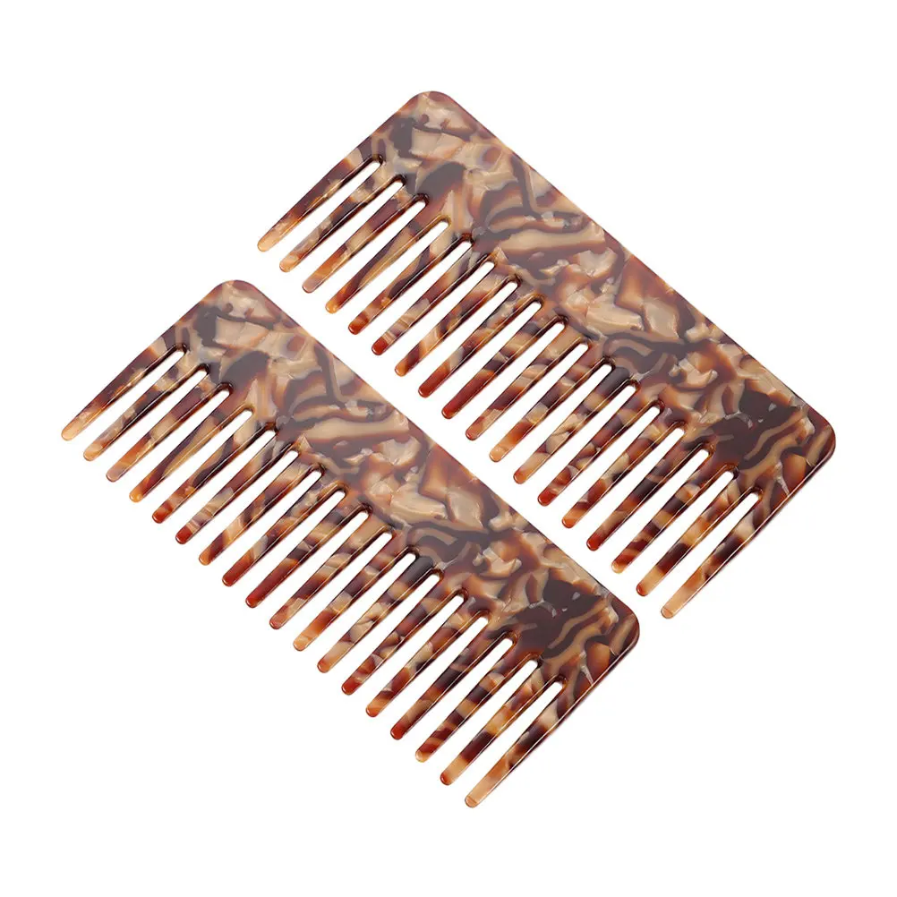 

2Pcs Stylish Anti-Static Combs Acetate Material Hair Comb for Frizz Control Detangling Wet Or Curly Hair Compact for Travel