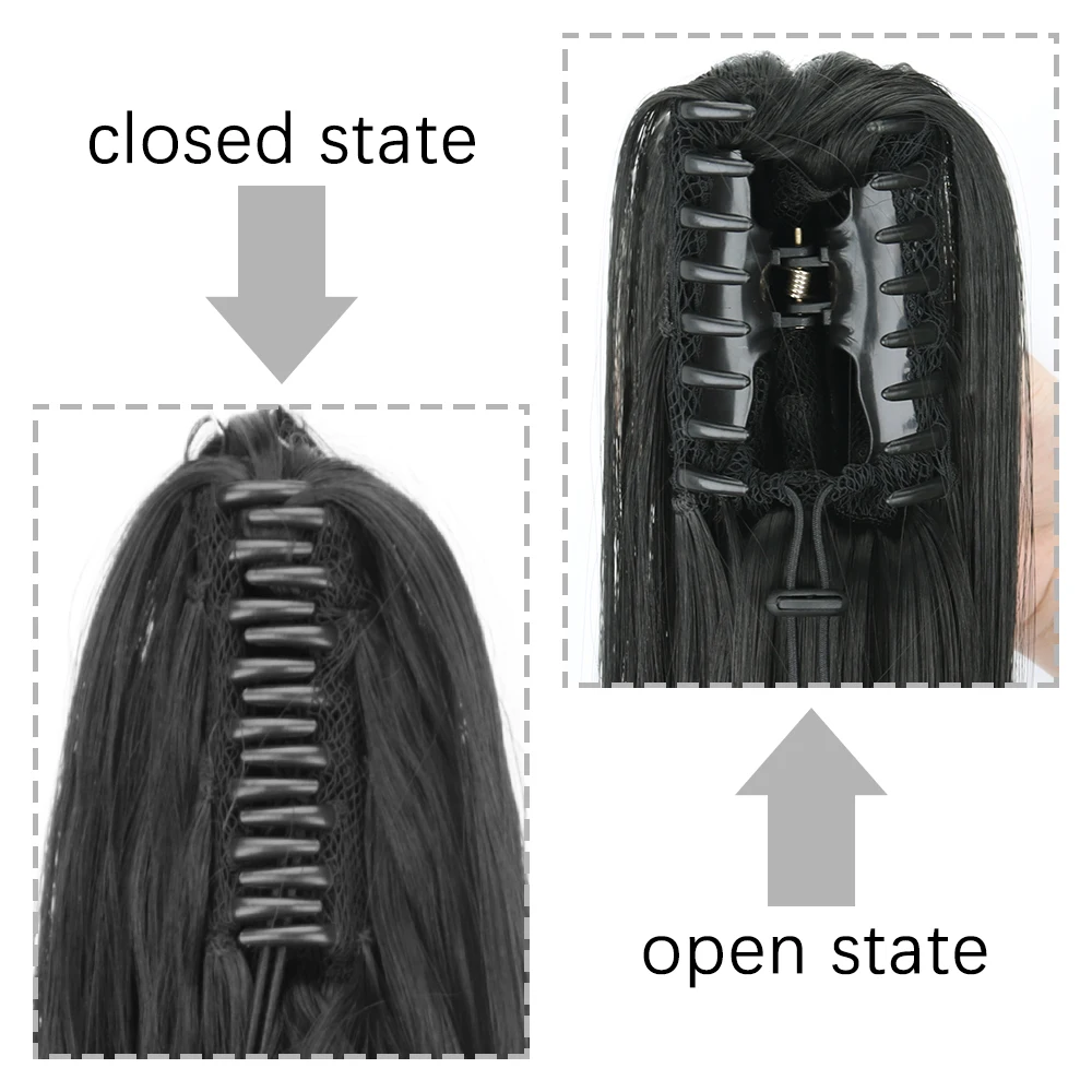 Synthetische lange rechte klauwclip op paardenstaart haarextensies 24 inch hittebestendige paardenstaart haarstuk voor dames dagelijks feest