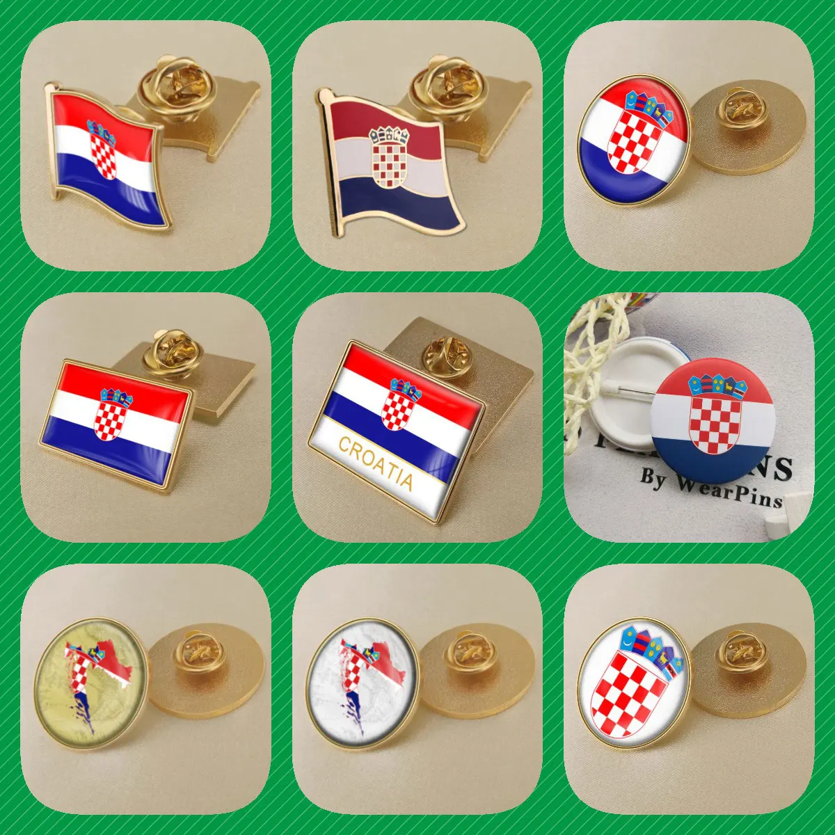 Croatia Croatians Map Flag Brooches Badges Lapel Pins