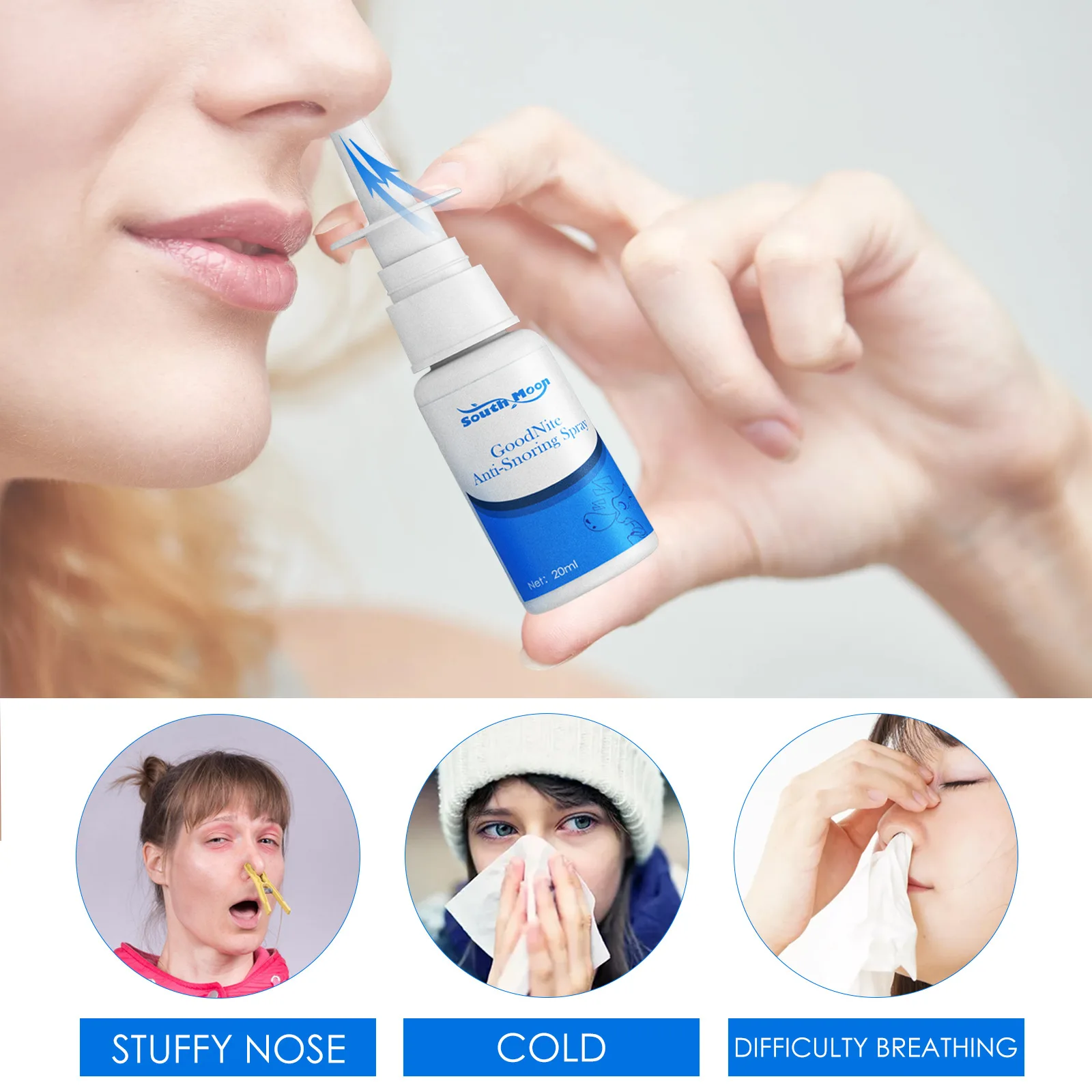 Nasal Spray Chronic Sinusitis Nasal Discomfort Nasal Drop Nose Itch Nose Congestion Spray Alleviate Snoring Personal Health Care