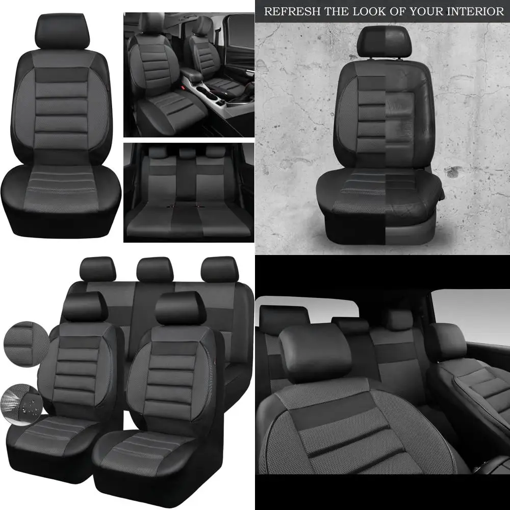 

All-Season Air Mesh Car Seat Covers Full Set, Black Charcoal Gray, Compatible with Airbags, Elegant SUV, Sedan, Van Automotive S