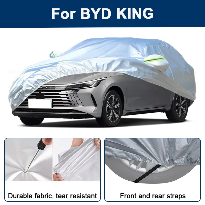 

Outdoor Full Car Cover For BYD KING with Reflective Strips Waterproof Snowproof Dustproof UV Protection Auto Exterior Accessory