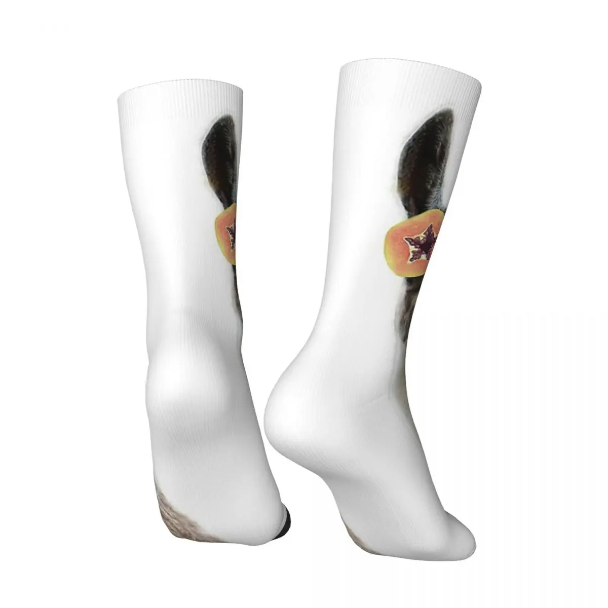 Hip Hop Vintage Relaxing Llama With Fruits Mask In White Crazy Men's compression Socks Unisex Llama Portrait Harajuku Crew Sock