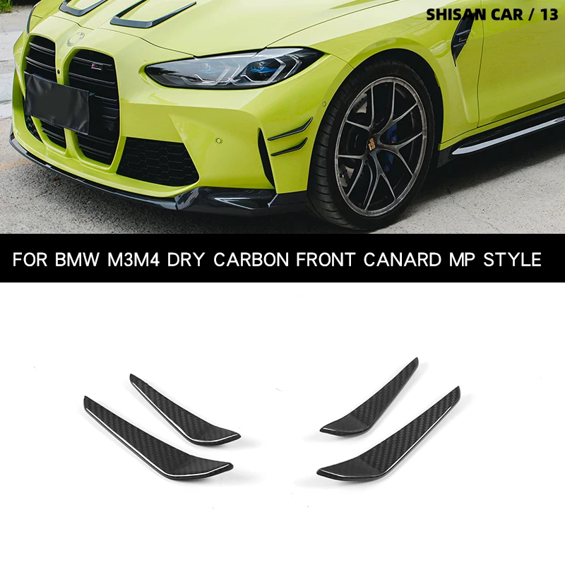 For BMW G80 M3 G82 G83 M4 2021+ 4pcs MP style  Dry Carbon Fiber Front Bumper Canards Splitters Spoiler Bodykit Side Fin Flaps