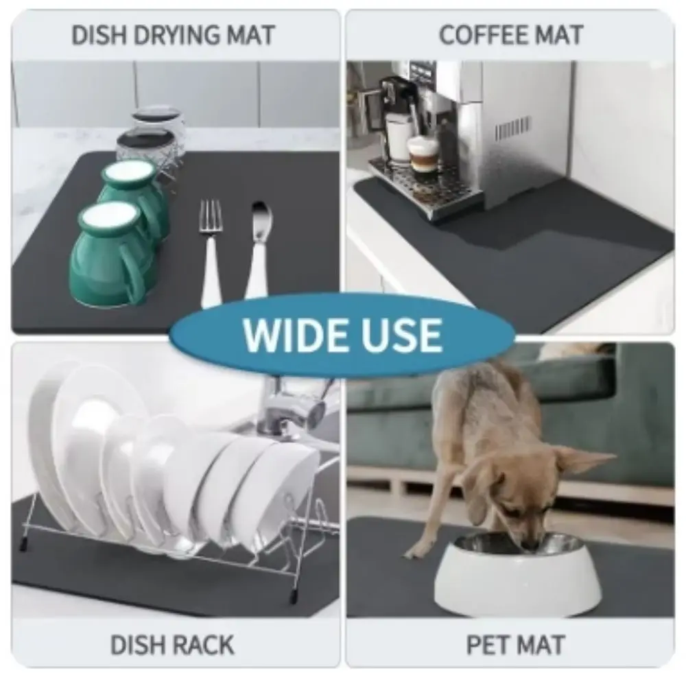 VIKAMA 1PC Simple Kitchen Diatoma-Mud Carpet Super Absorbent Countertop Drain Mat Non-Slip Bar Placemat Dry Coasters Home Decor