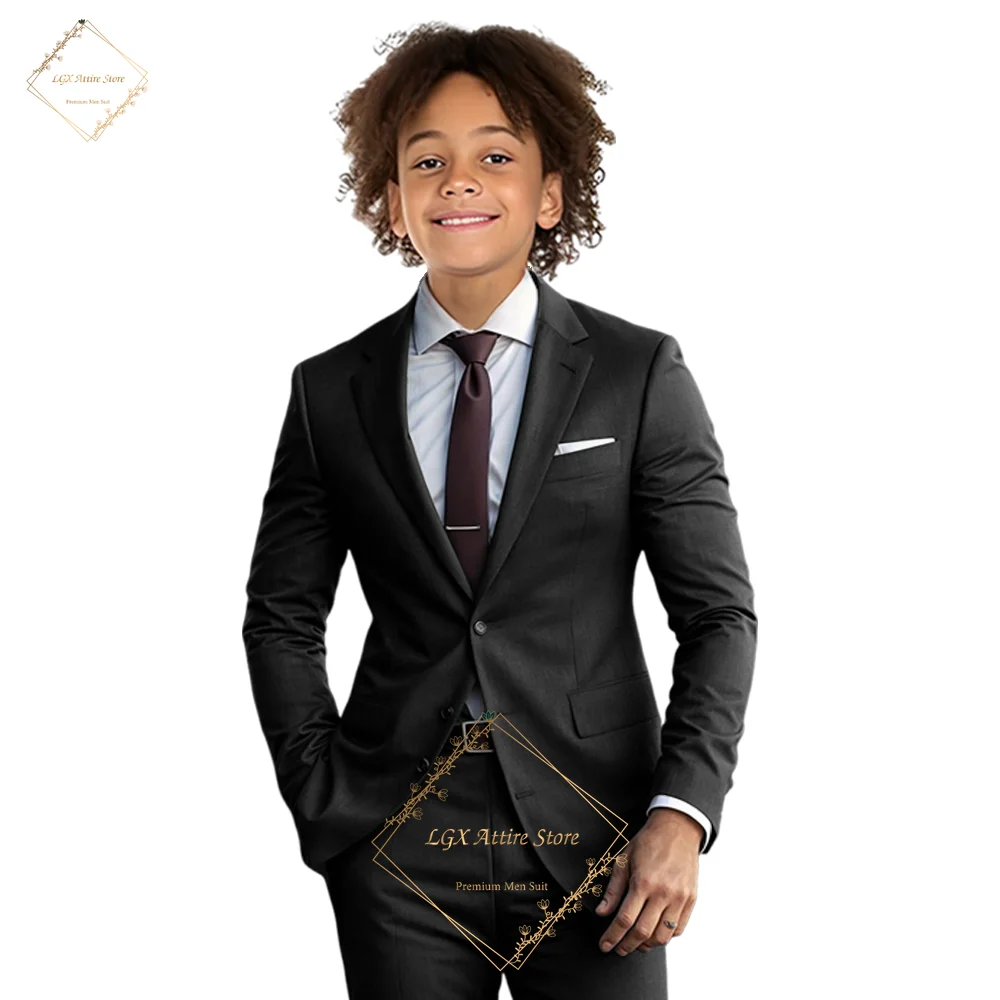 Jaqueta clássica de 3 botões para meninos, elegante, slim fit, 2 peças, jaqueta com lapela de pico personalizada, calças, festa de casamento, ocasião formal