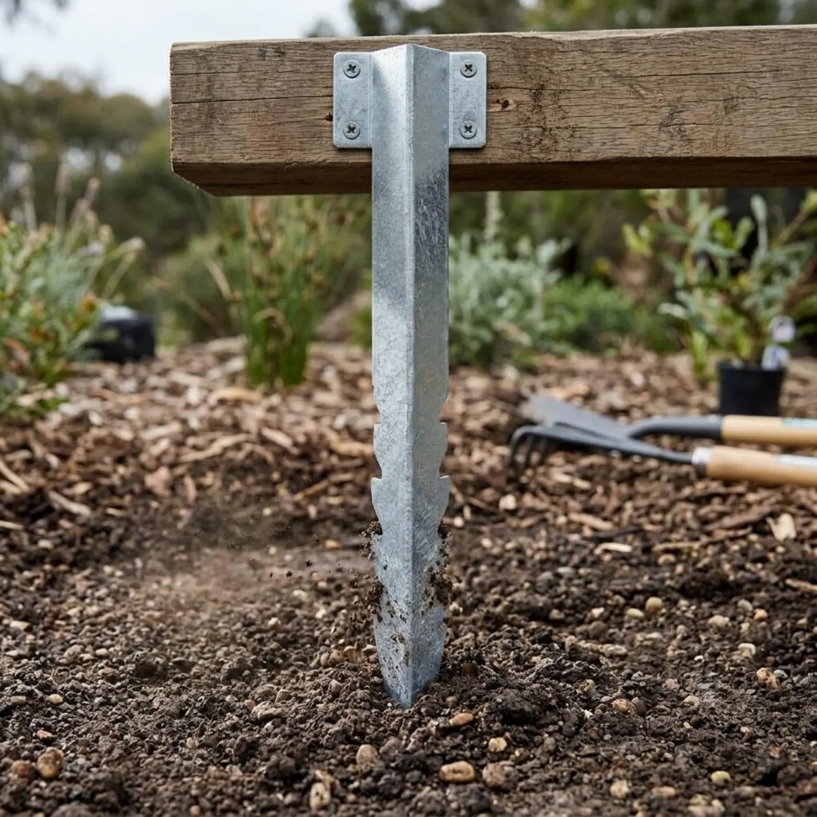 

2 Pieces Steel Post Spike Sawtooth Design Ground Spike Anchor Fence Post Support Heavy Duty Outdoor Hardware Enhanced Stability