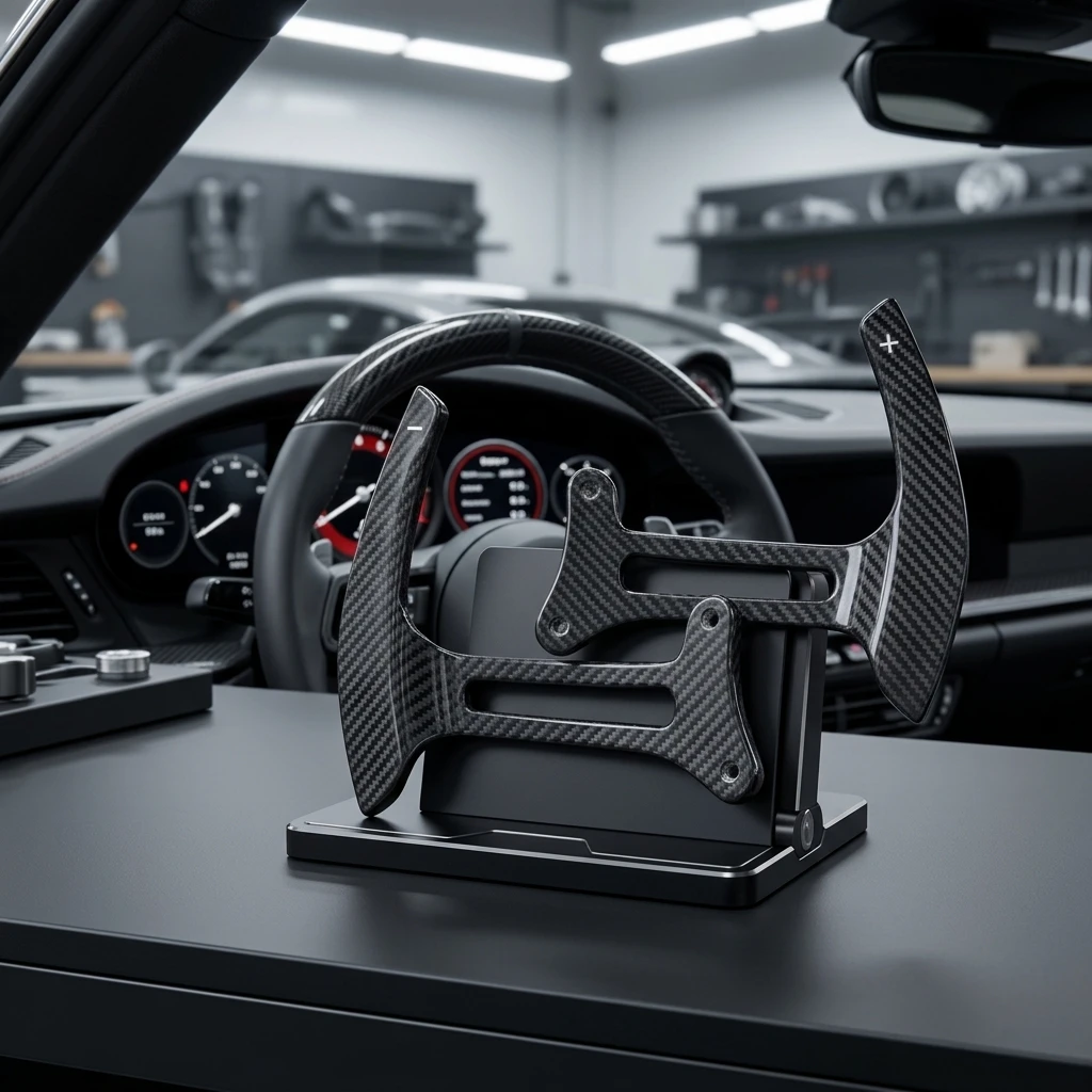 High End Fashionable Dry Carbon Fiber Steering Wheel Paddle Shift for Ferrari 488 GTB Spider Glossy Black Blackstone BS_062